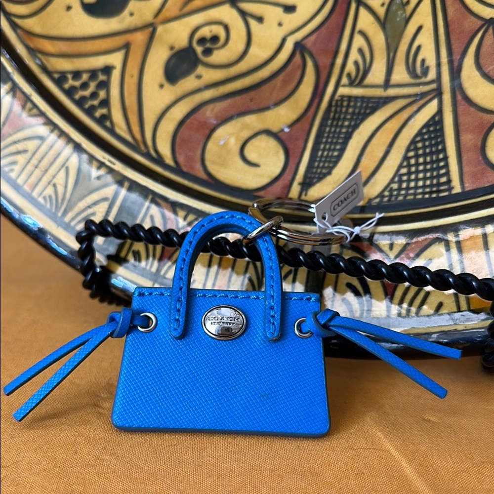 Coach Blue Leather Purse Keychain